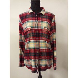 American Eagle Outfitters Junior's Blue White Yellow Button Down Shirt Size XL